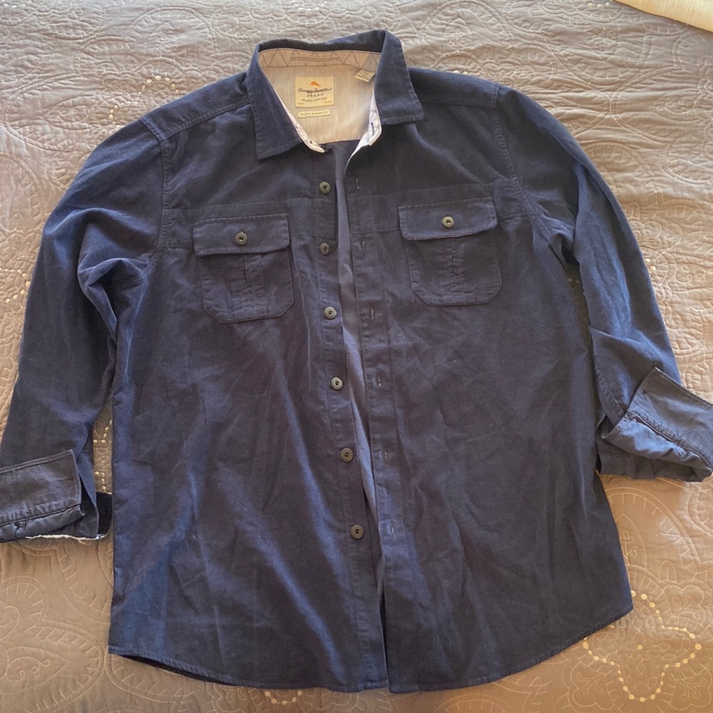 Tommy Bahama CORDUROY Navy Blue Button-Up Shirt